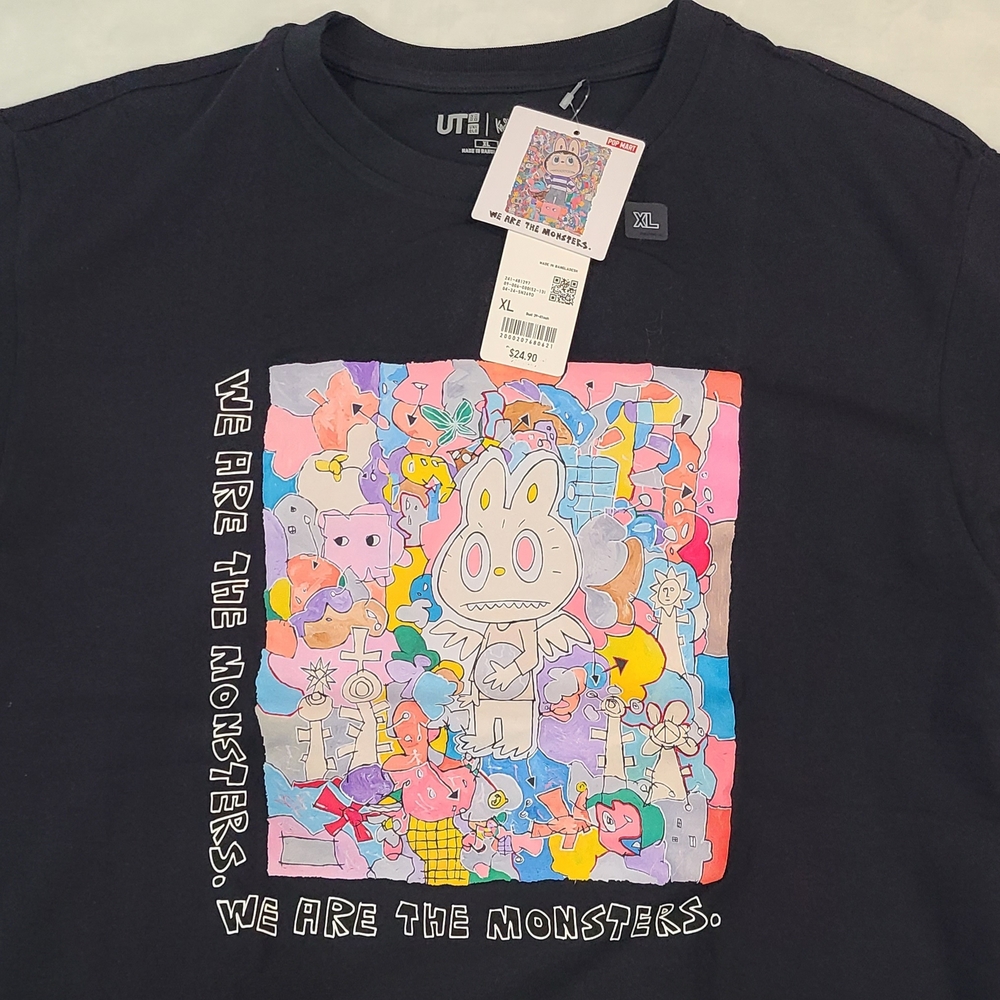 Uniqlo Pop Mart UT Graphic The Monsters Labubu Black T-Shirt Sizes XS-XL